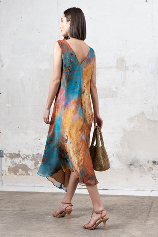 VESTIDO BIES AZUL MULTICOLOR