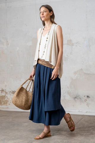 FALDA CAPAS LARGAS AZUL MARINO