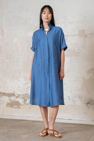 VESTIDO CAMISERO ESTAMPADO AZULES