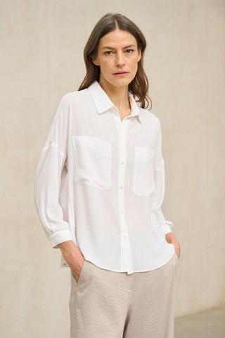 flowy white dress shirt Lace White Flowy Shirt White Lace Patchwork Buttoned Stand Neck Loose Shirt