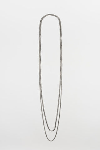 COLLAR LARGO CADENA DOBLE PLATA