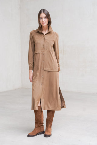 VESTIDO LEVITA ASTI LARGO ANTELINA CAMEL