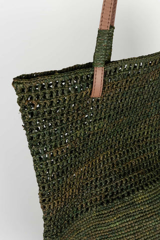 Tervan olive green raffia bag