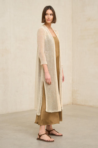 Avenel Beige Knitted Long Blazer