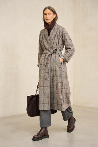 Esloria grey checked coat