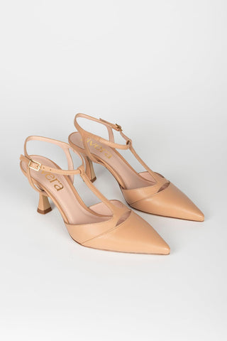 Golia Beige Slingback Court Shoes