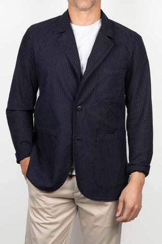 Keeling Navy Textured Pinstripe Blazer