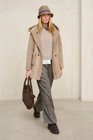 Gorro Caena beige con cinta gris