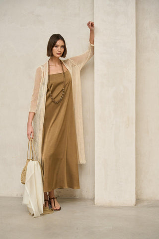 Avenel Beige Knitted Long Blazer