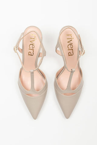 Golia Light Taupe Slingback Court Shoes