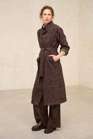 Abrigo Nubaria tweed marrón
