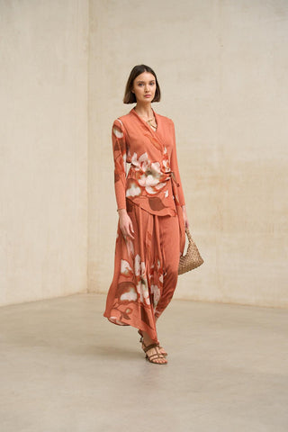 Ailén coral print skirt