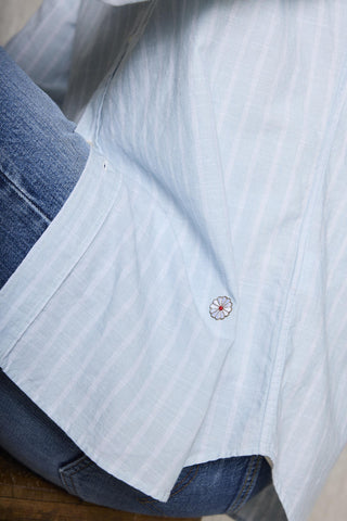 Camisa Koike azul con raya blanca