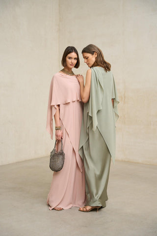 Vestido Kaedryn rosa empolvado