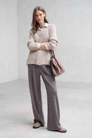 Cuccio burgundy checked trousers