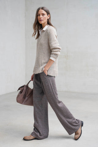 Cuccio burgundy checked trousers