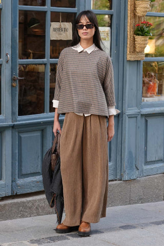 Top Verona cuadros beige